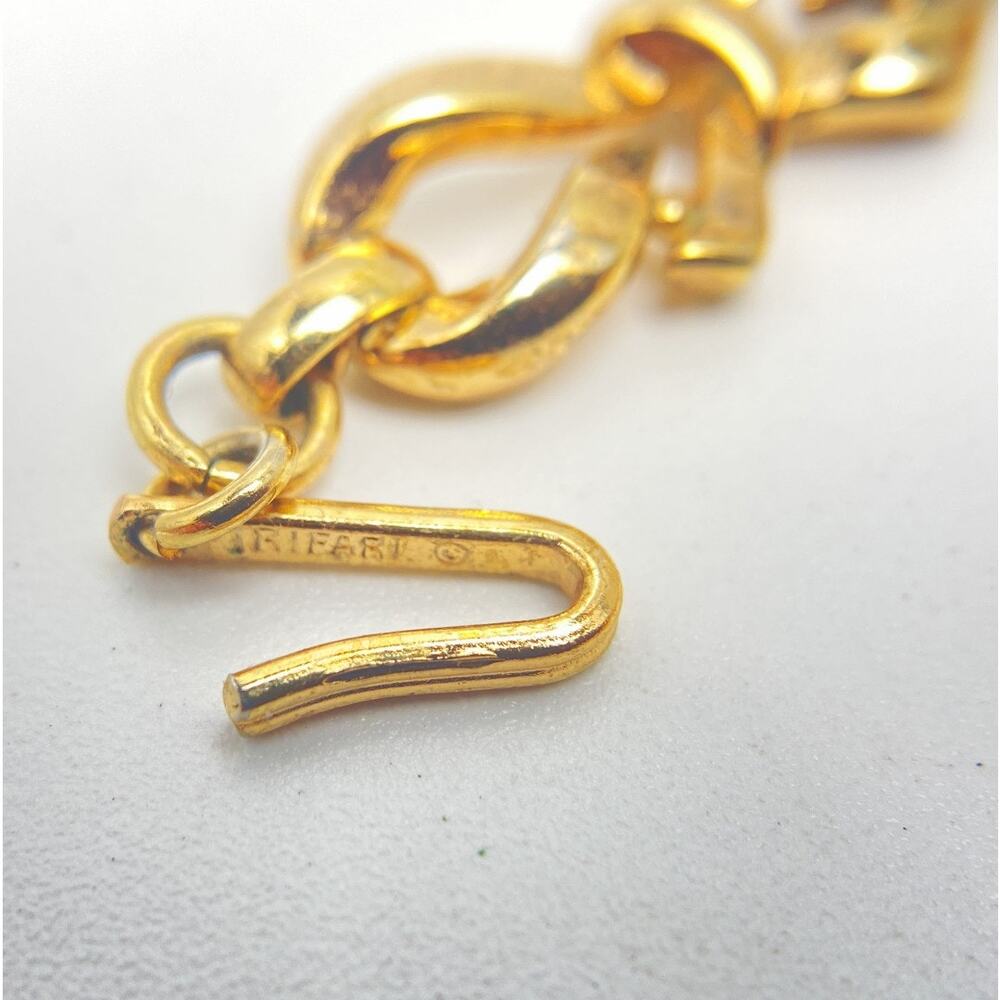 Vintage Crown Trifari Gold Bow Necklace & Bracelet Set - Picture 4 of 9